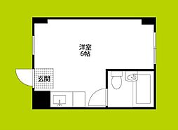 シャルムコトブキ 4階ワンルームの間取り