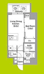 コンフォリア・リヴ桜川ソルテラス 8階1LDKの間取り