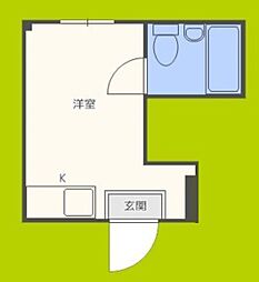 昭和グランドハイツ森之宮 6階ワンルームの間取り