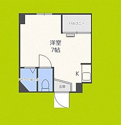 ラパンジール長堀 1階ワンルームの間取り