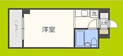 グリーンハイツII 2階ワンルームの間取り