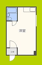 大宝　島之内ロイヤルハイツ 2階ワンルームの間取り