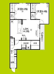 パノフグランデ 3階2LDKの間取り