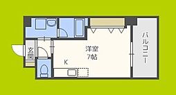 プリモディーネ福島 6階ワンルームの間取り