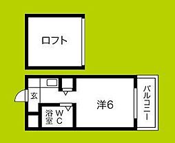 グランドムール都島 6階ワンルームの間取り