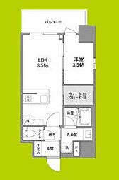 リヴェント難波ウエスト 2階1LDKの間取り