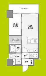 リヴェント難波ウエスト 14階1LDKの間取り