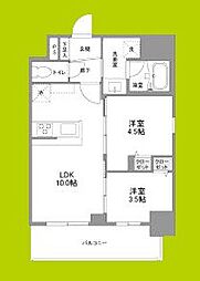 リヴェント難波ウエスト 10階2LDKの間取り