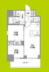 リヴェント難波ウエスト 6階2DKの間取り