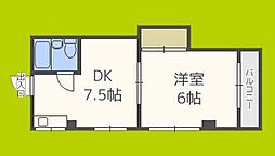 リリアン都島 4階1DKの間取り