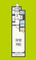 オレンジコート西心斎橋 4階1Kの間取り