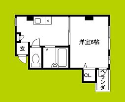 ブロッサムII 5階ワンルームの間取り