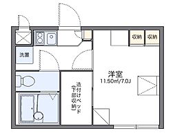 レオパレス東今里 2階1Kの間取り