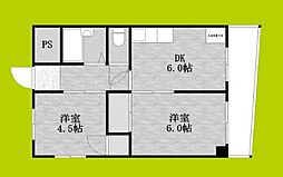 NKNマンション 3階2DKの間取り