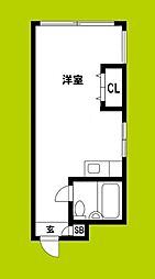 グローリー島之内 7階ワンルームの間取り