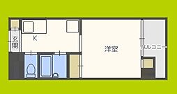 FIVEONE 3階1Kの間取り