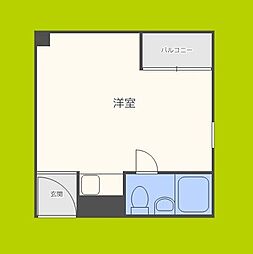 マリンコート 4階ワンルームの間取り