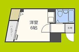 富尾マンション放出 1階ワンルームの間取り
