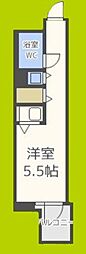 朝日プラザ心斎橋 6階ワンルームの間取り