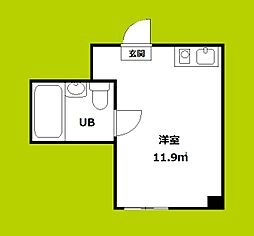 昭和グランドハイツ森之宮 3階ワンルームの間取り