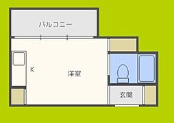 エクトI 2階ワンルームの間取り