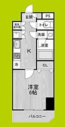 CITY SPIRE平野 7階1Kの間取り