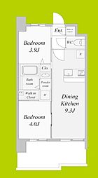 SERENiTEfranc谷町四丁目アリエ 2DKの間取図画像