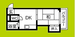 ロイヤル神路I 5階1DKの間取り
