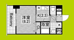 セゾンラトゥール新今里 4階1Kの間取り
