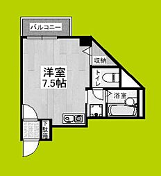 ラシーヌ山坂 4階ワンルームの間取り