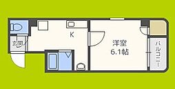 オーキッドコート北堀江 5階1Kの間取り