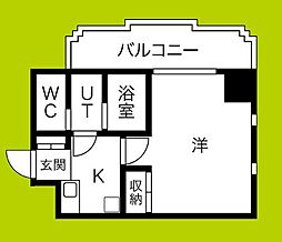 フェアリーコート歌島橋 4階1Kの間取り