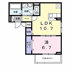 千石東町アパート 2階1LDKの間取り