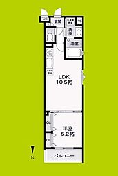 フォレストクリエオーレ枚岡弐番館 1LDKの間取図画像