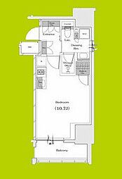 ザ・パークハビオ谷町六丁目クロス ワンルームの間取図画像