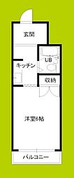 キングコーポ堂山 1Kの間取図画像