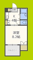 メロディーハイム美章園 1Kの間取図画像