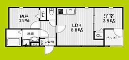吹田市金田町アパート 1SLDKの間取図画像