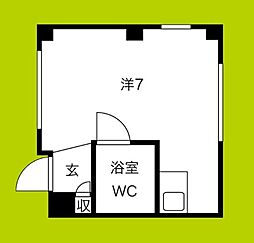 プラトー上町 ワンルームの間取図画像