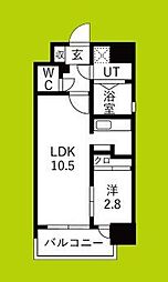 ワールドアイ大阪フェリーチェ 1LDKの間取図画像