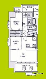 スプランディッドあびこ駅前 2LDKの間取図画像