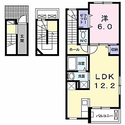 カーサプラシード 1LDKの間取図画像