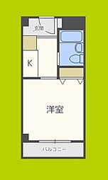 南堀江レヂデンス ワンルームの間取図画像