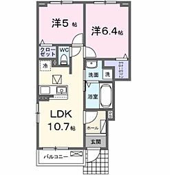 ラ・テールII 2LDKの間取図画像