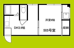長堀三栄プラザ 1DKの間取図画像