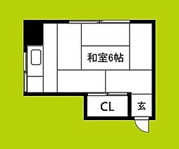 八坂荘 ワンルームの間取図画像