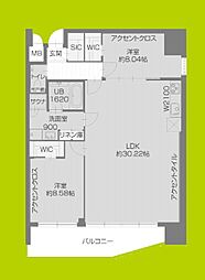 プレジオ北浜 2LDKの間取図画像