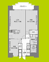 プレジオ北浜 2LDKの間取図画像