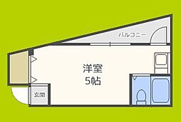 セントラル北田辺 ワンルームの間取図画像