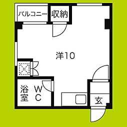 栄光ハイツ ワンルームの間取図画像